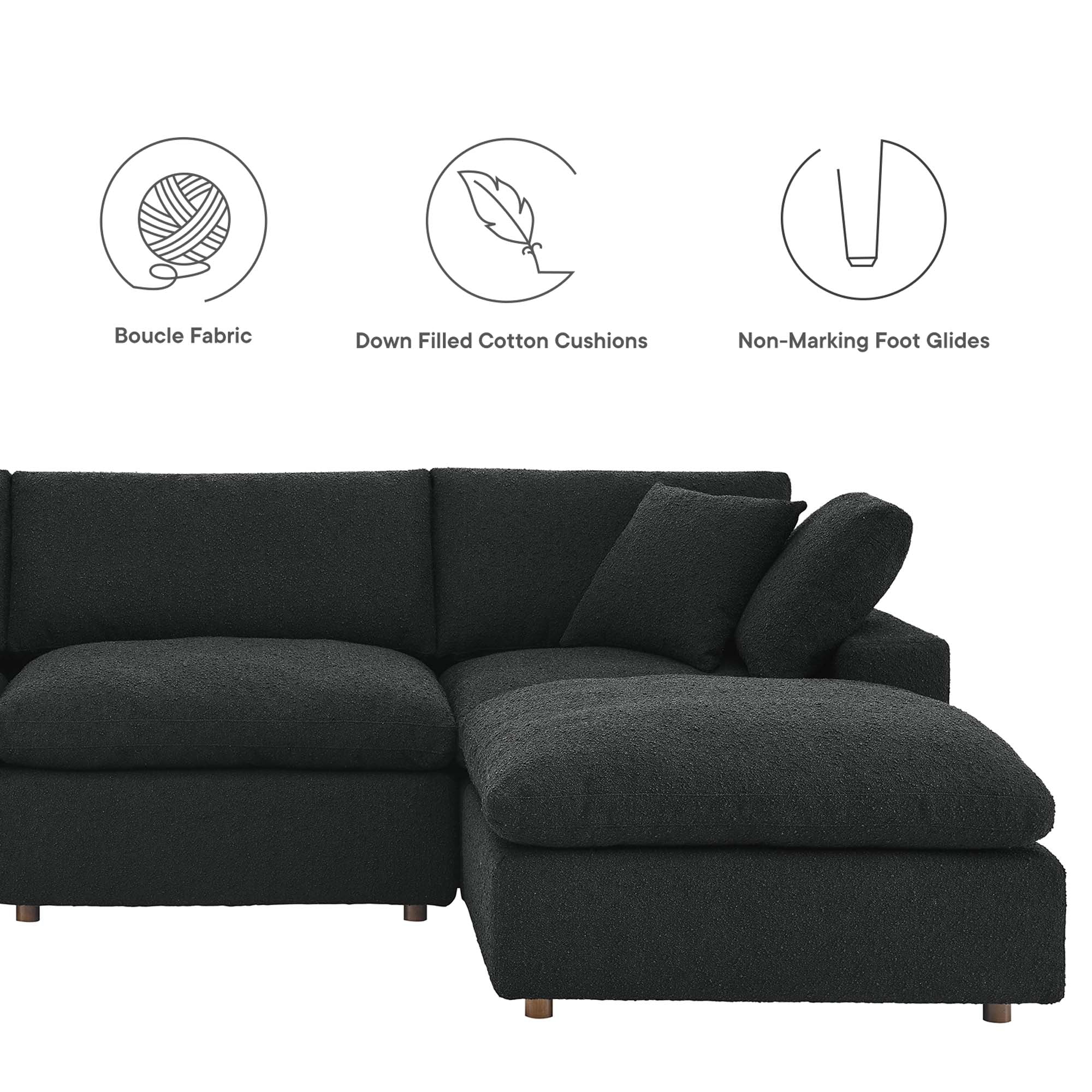 Commix Down Filled Overstuffed Boucle 6-Piece Sectional Sofa - Ivory