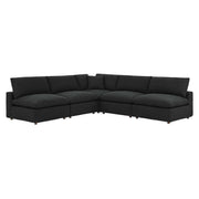 Commix Down Filled Overstuffed Boucle Fabric 5-Piece Sectional Sofa - Black