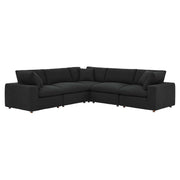 Commix Down Filled Overstuffed Boucle 5-Piece Sectional Sofa - Black