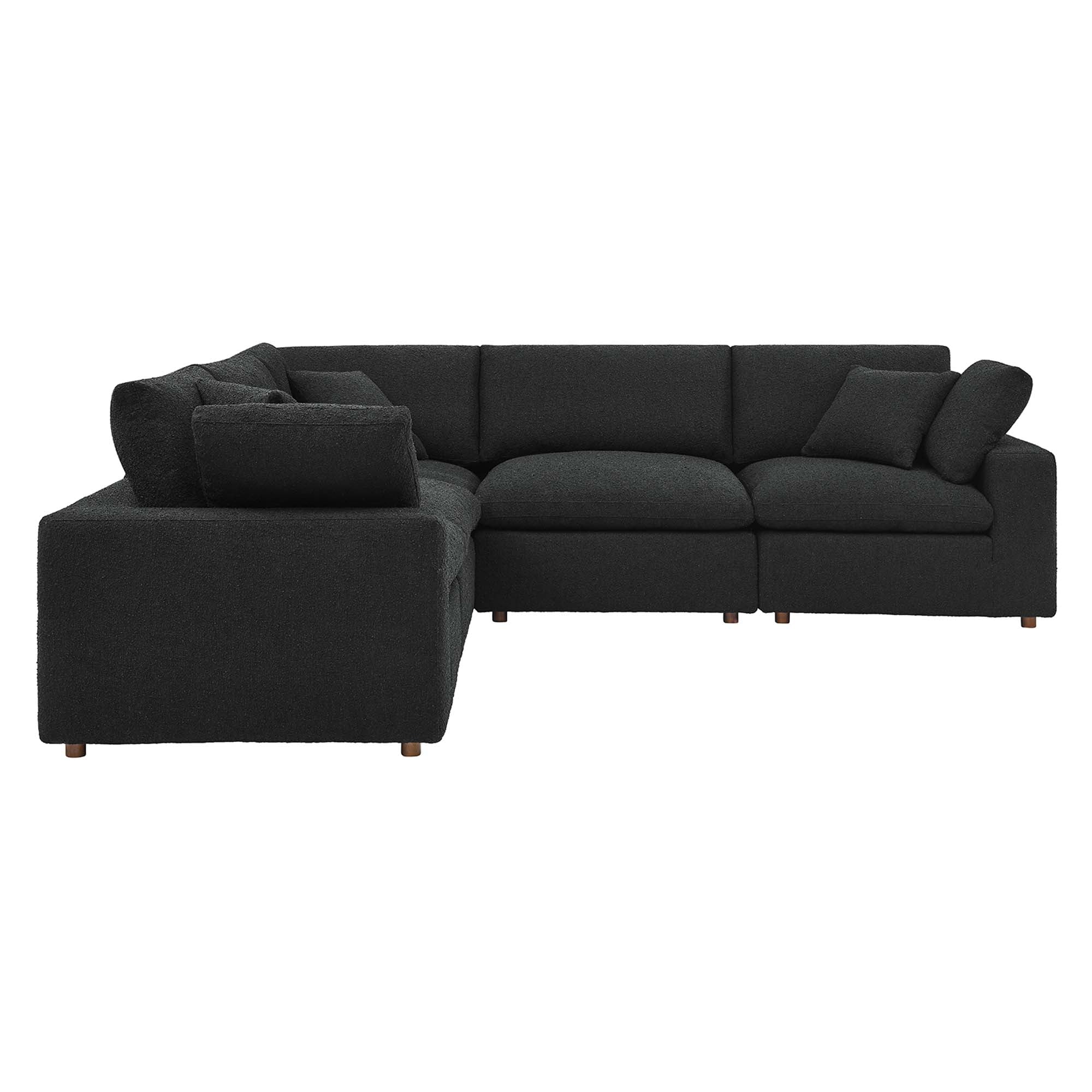 Commix Down Filled Overstuffed Boucle 5-Piece Sectional Sofa - Light Gray