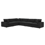 Commix Down Filled Overstuffed Boucle Fabric 6-Piece Sectional Sofa - Black