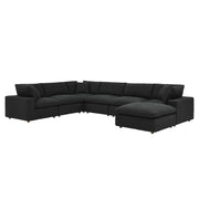Commix Down Filled Overstuffed Boucle 7-Piece Sectional Sofa - Black