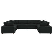 Commix Down Filled Overstuffed Boucle Fabric 8-Piece Sectional Sofa - Black