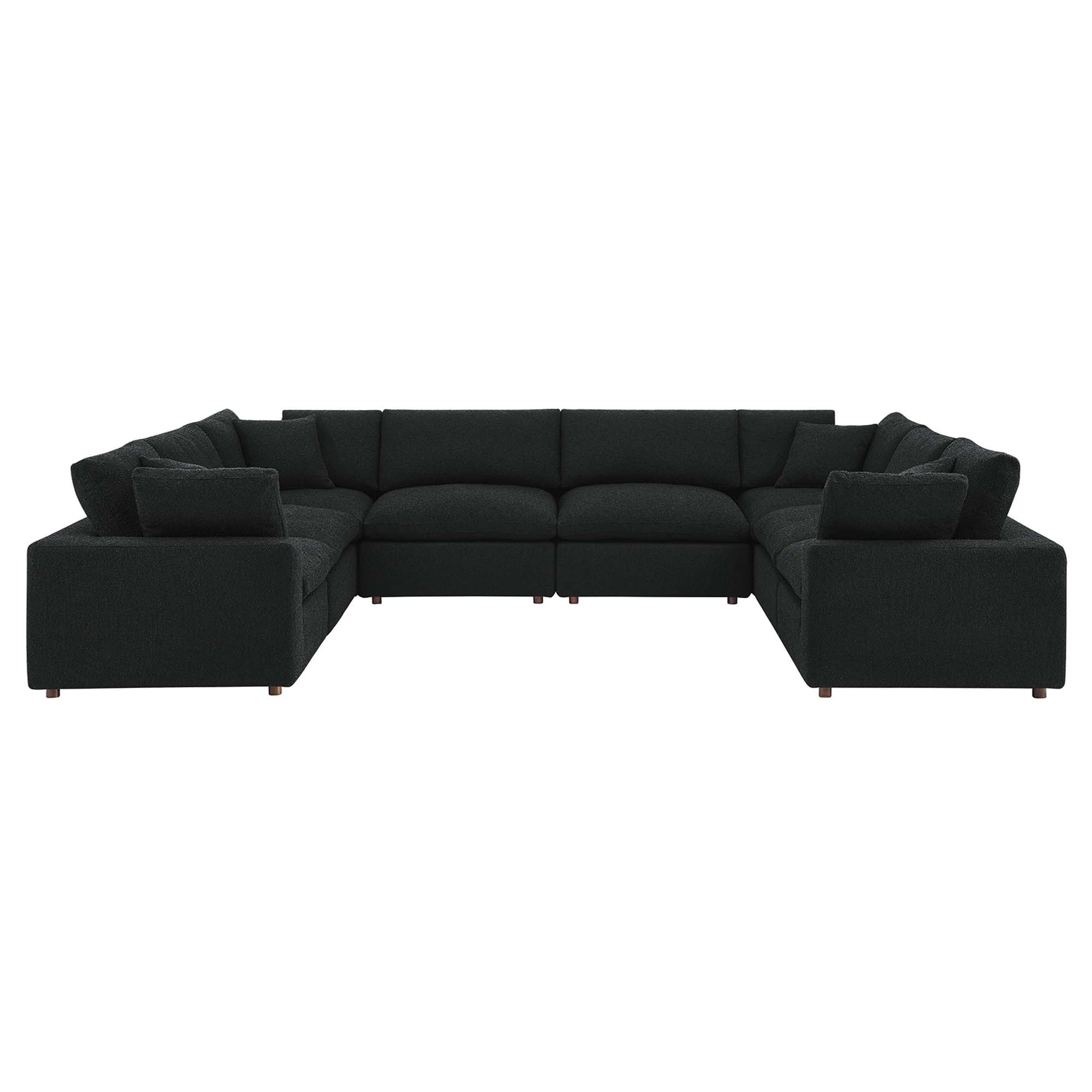 Commix Down Filled Overstuffed Boucle Fabric 8-Piece Sectional Sofa - Black