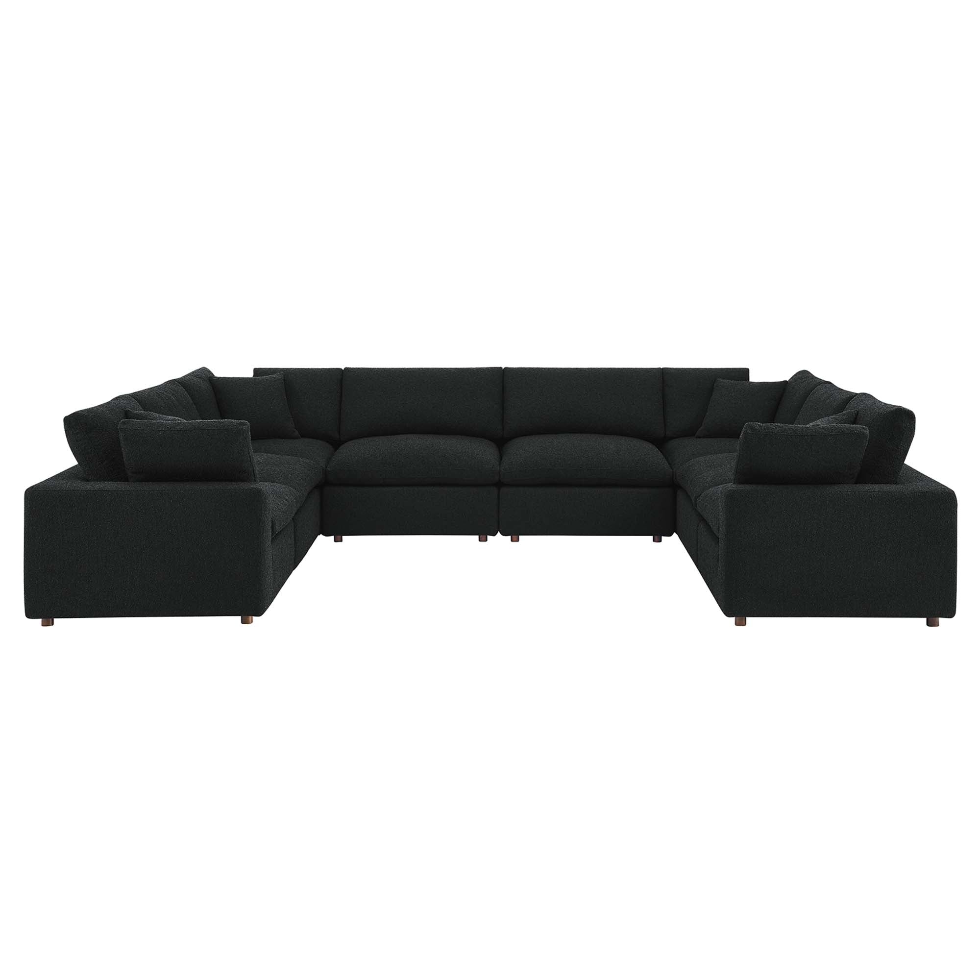 Commix Down Filled Overstuffed Boucle Fabric 8-Piece Sectional Sofa - Black