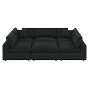 Commix Down Filled Overstuffed Boucle Fabric 6-Piece Sectional Sofa - Black