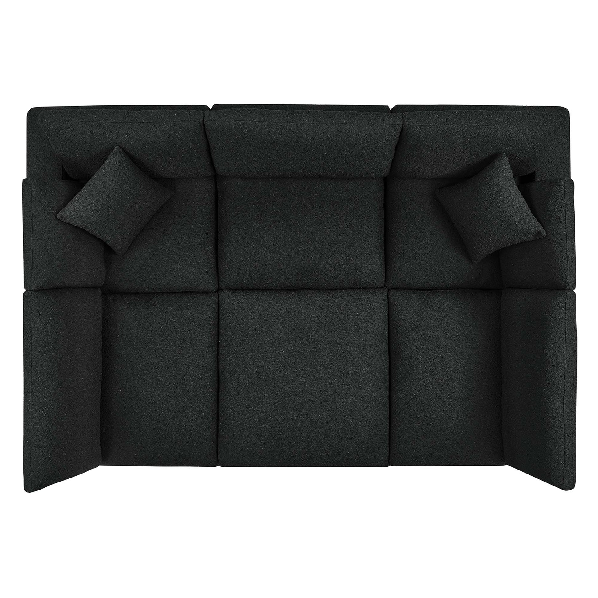 Commix Down Filled Overstuffed Boucle Fabric 6-Piece Sectional Sofa - Light Gray