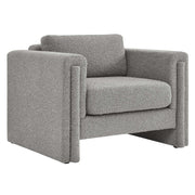 Visible Boucle Fabric Armchair - Light Gray