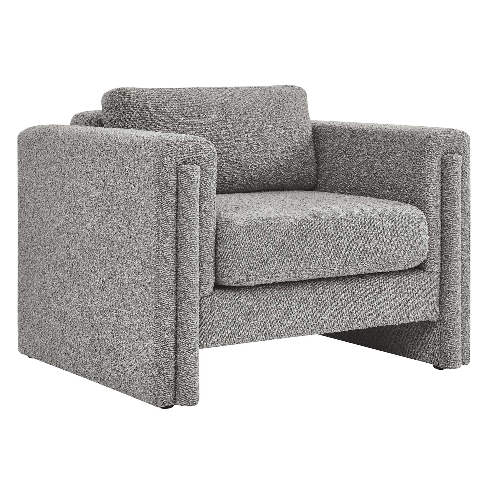 Visible Boucle Fabric Armchair - Light Gray