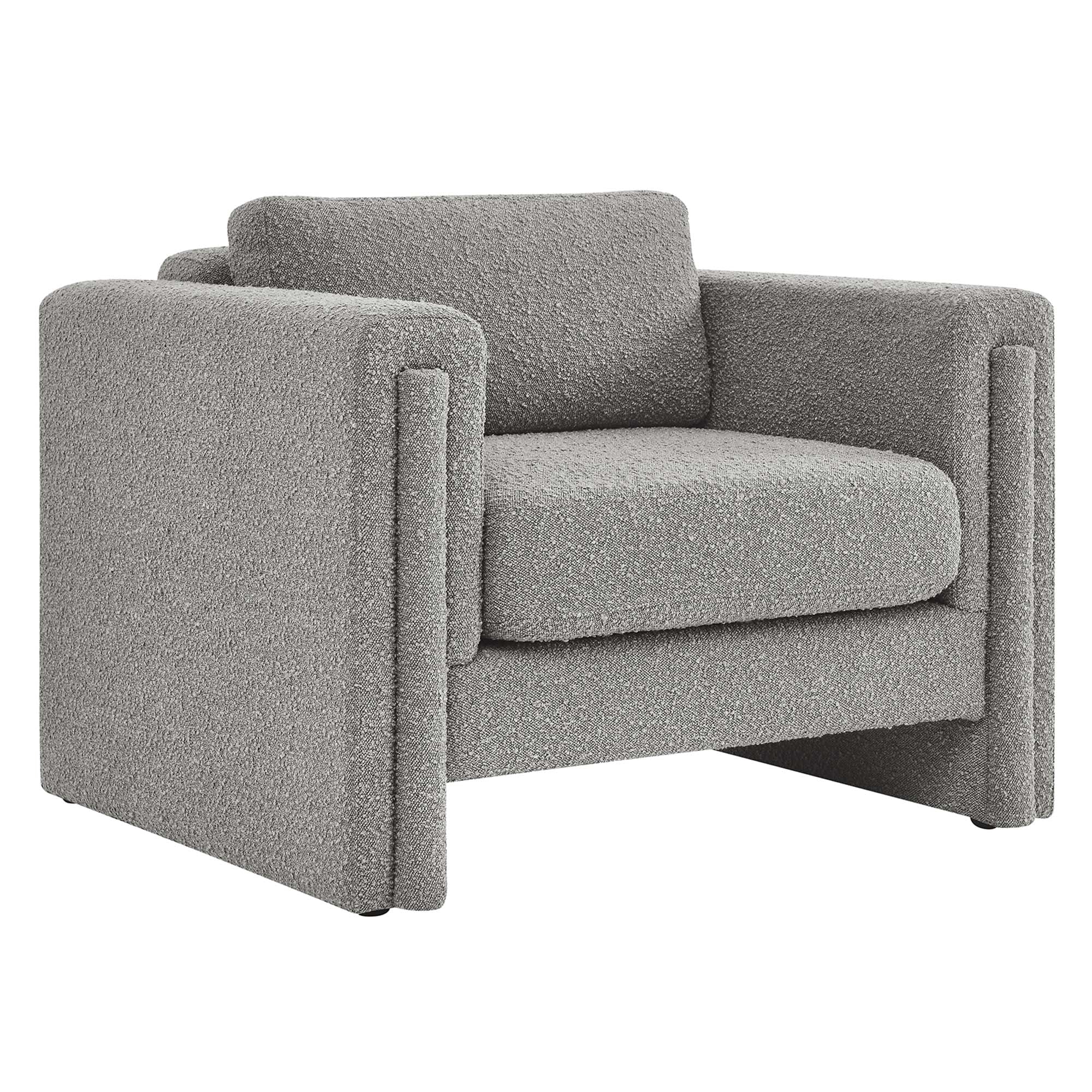 Visible Boucle Fabric Armchair - Light Gray