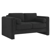 Visible Boucle Fabric Loveseat - Black