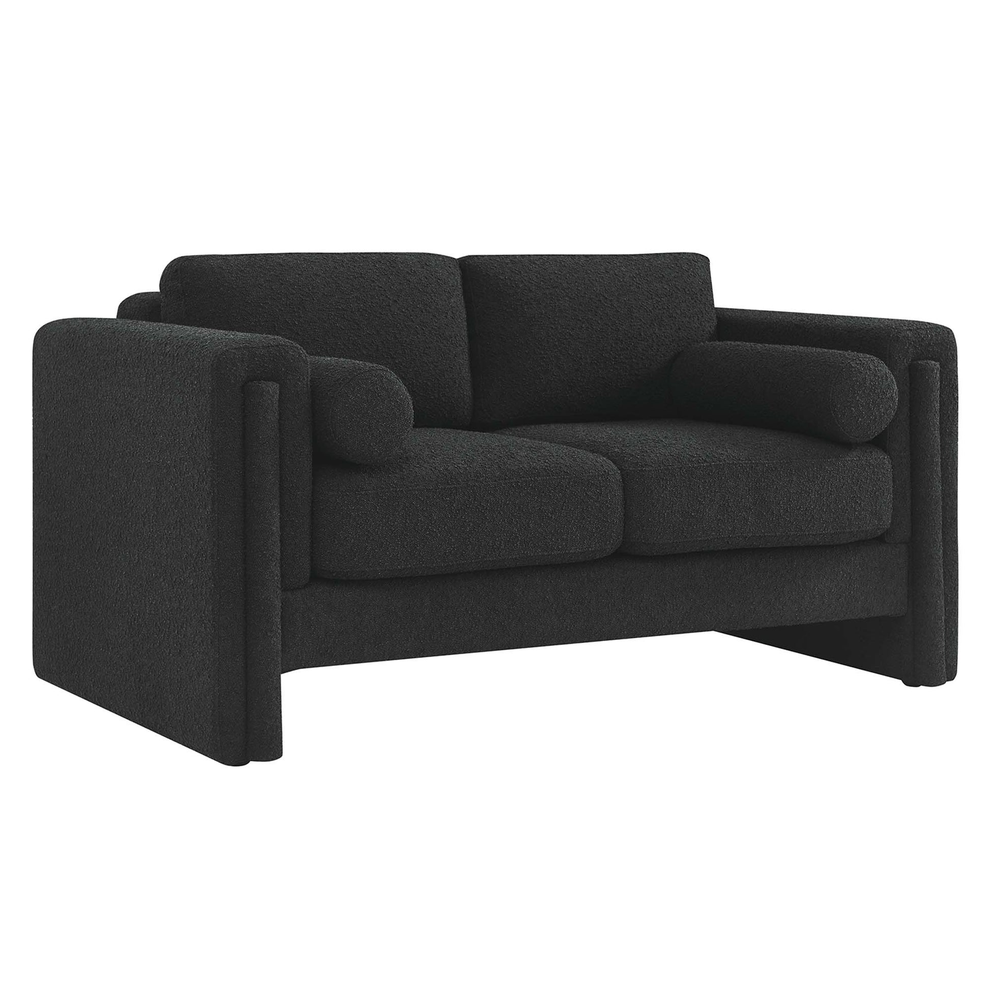 Visible Boucle Fabric Loveseat - Black