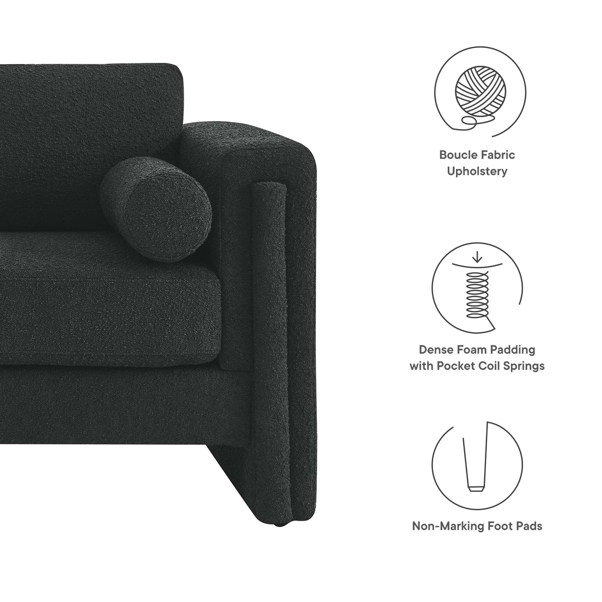 Visible Boucle Fabric Loveseat - Ivory