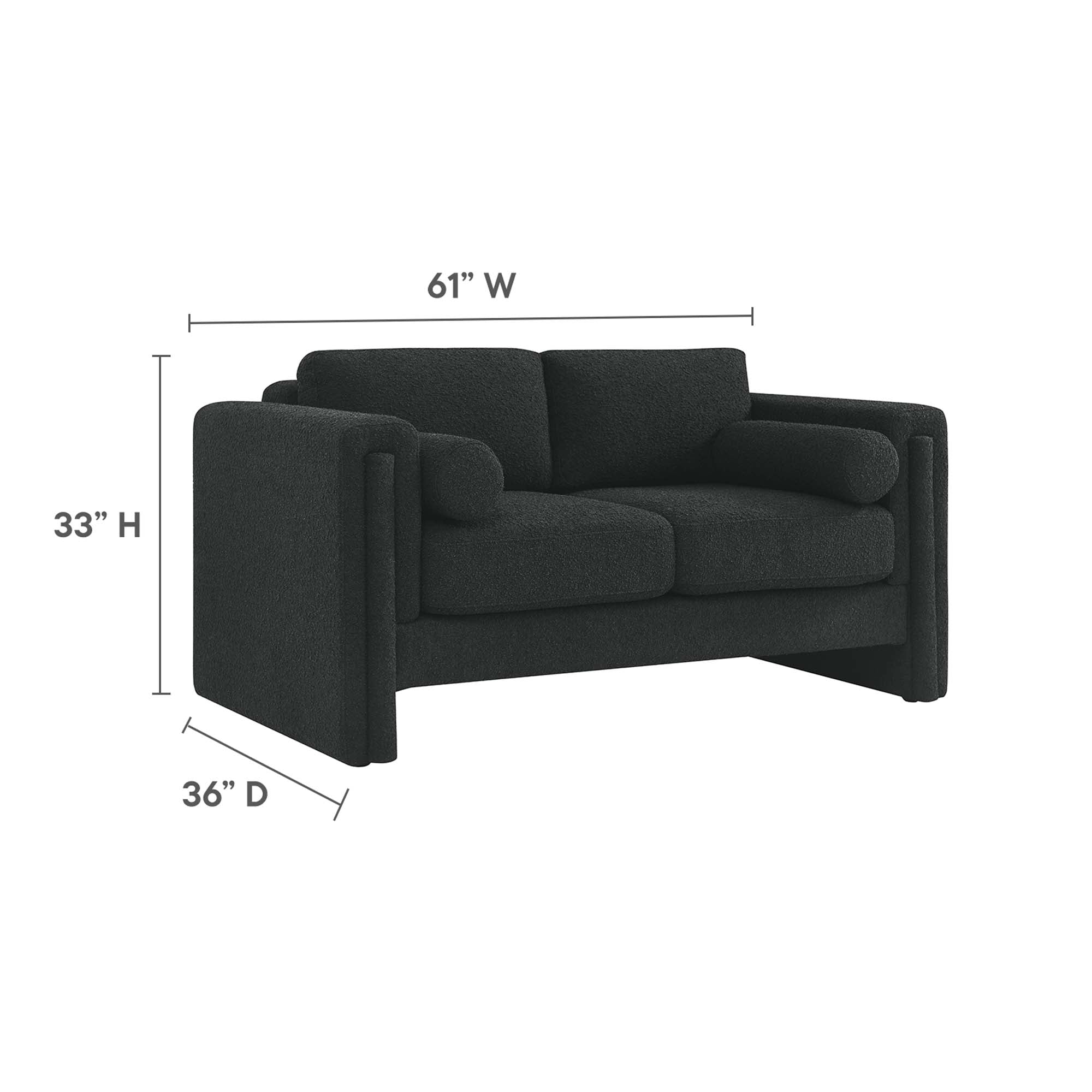 Visible Boucle Fabric Loveseat - Light Gray