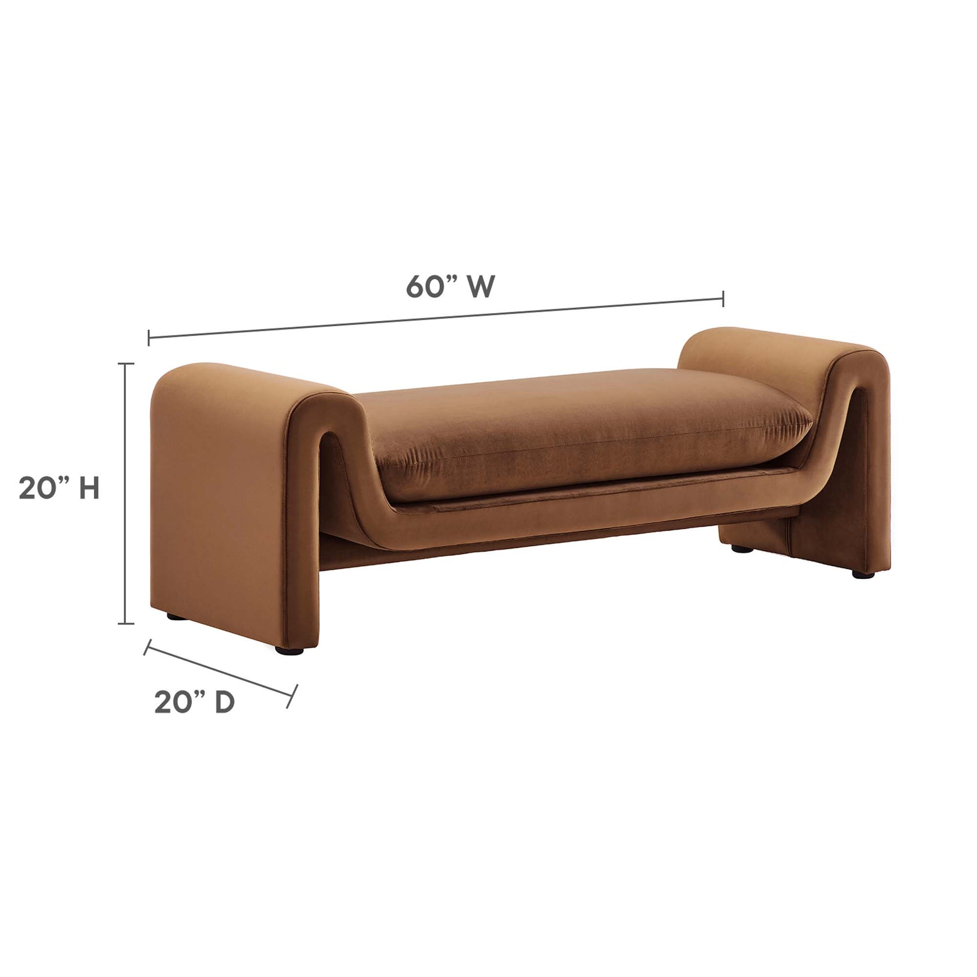 Waverly Performance Velvet Bench - Gray