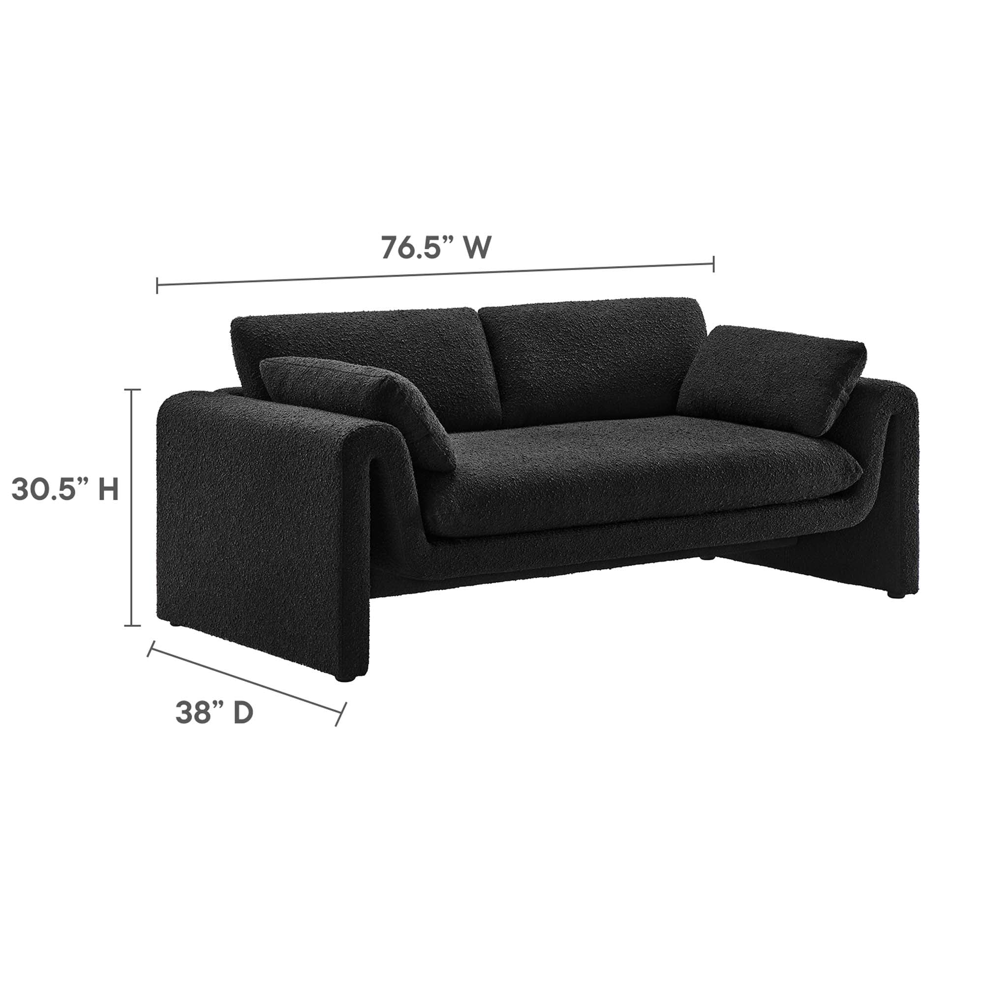 Waverly Boucle Fabric Sofa - Ivory