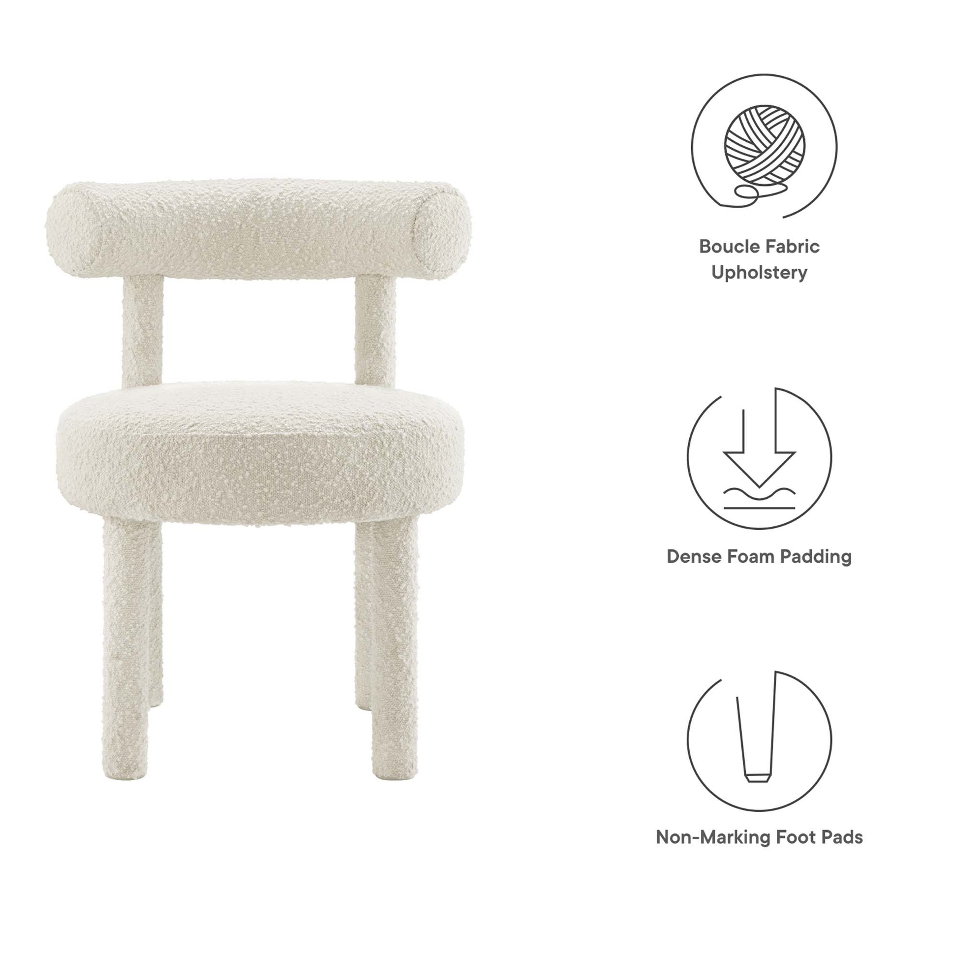 Toulouse Boucle Fabric Dining Chair - Light Gray