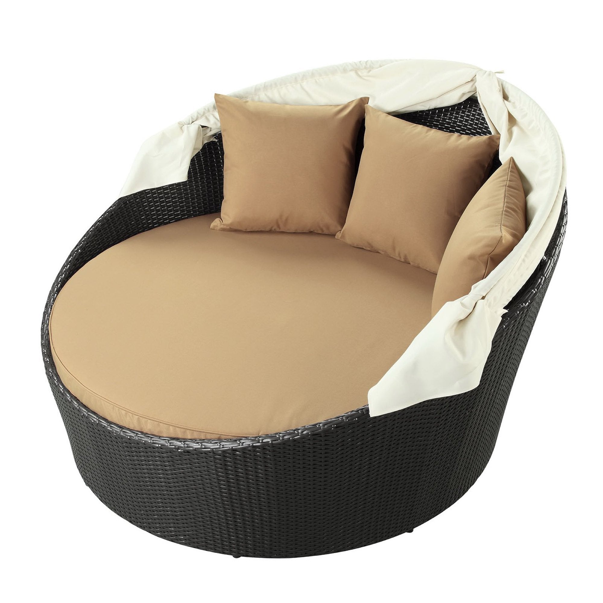 Siesta Canopy Outdoor Patio Daybed - Espresso Red