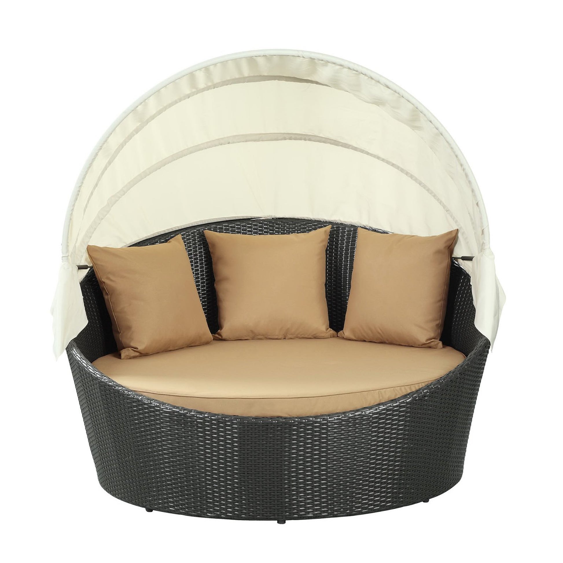 Siesta Canopy Outdoor Patio Daybed - Espresso Turquoise