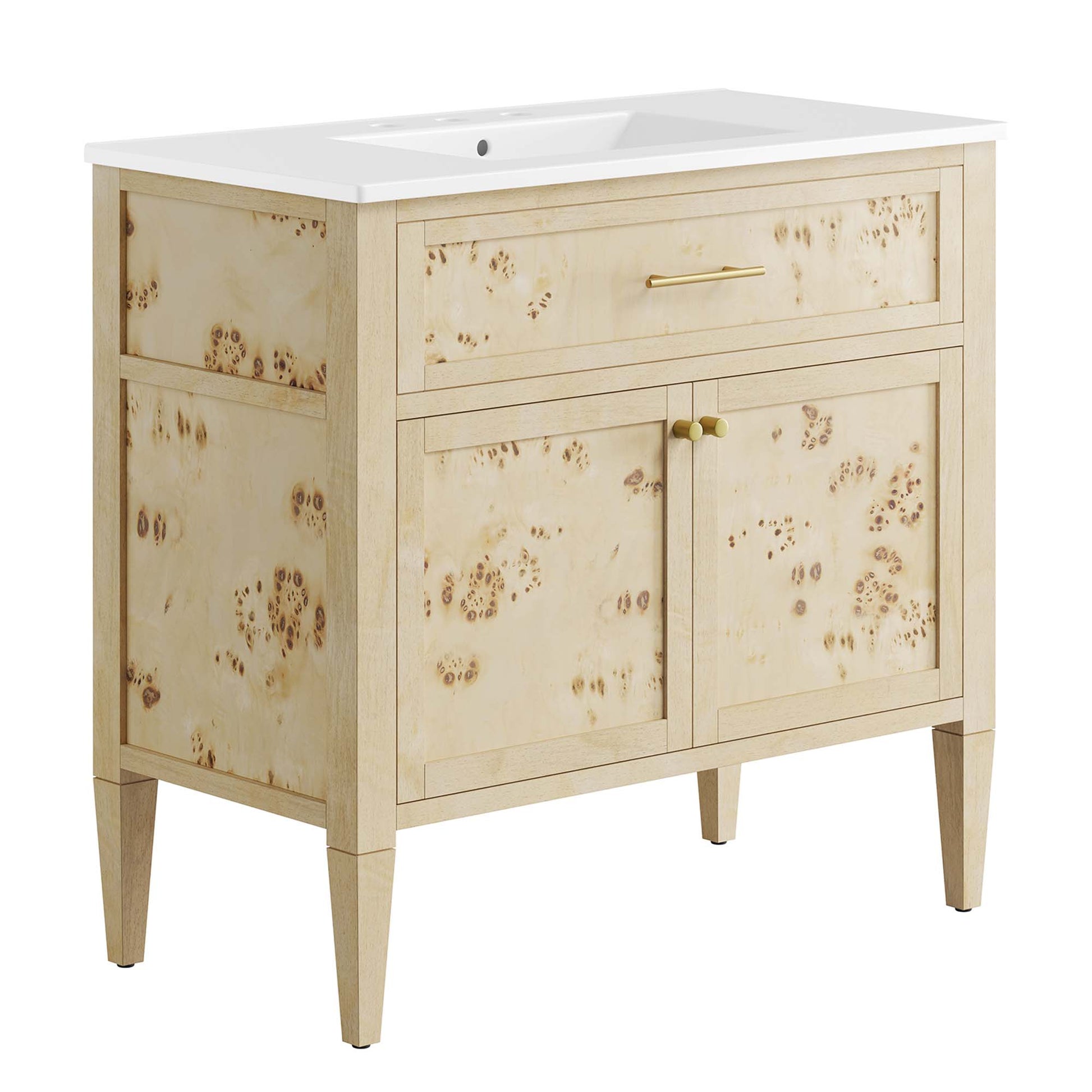 Elysian 36" Wood Bathroom Vanity - White Burl