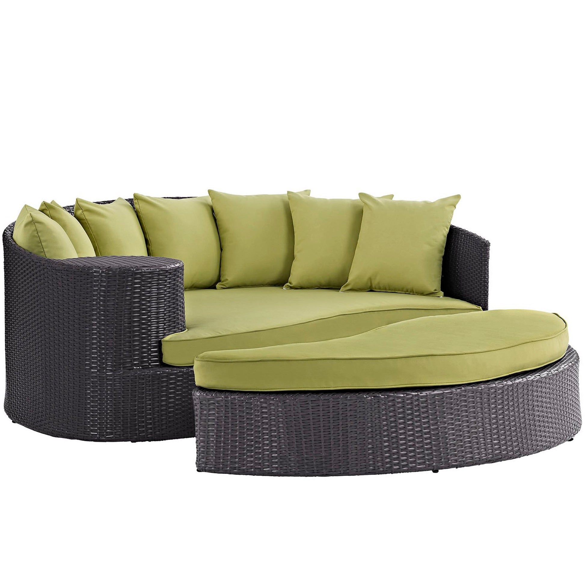 Taiji Outdoor Patio Wicker Daybed - Espresso Red