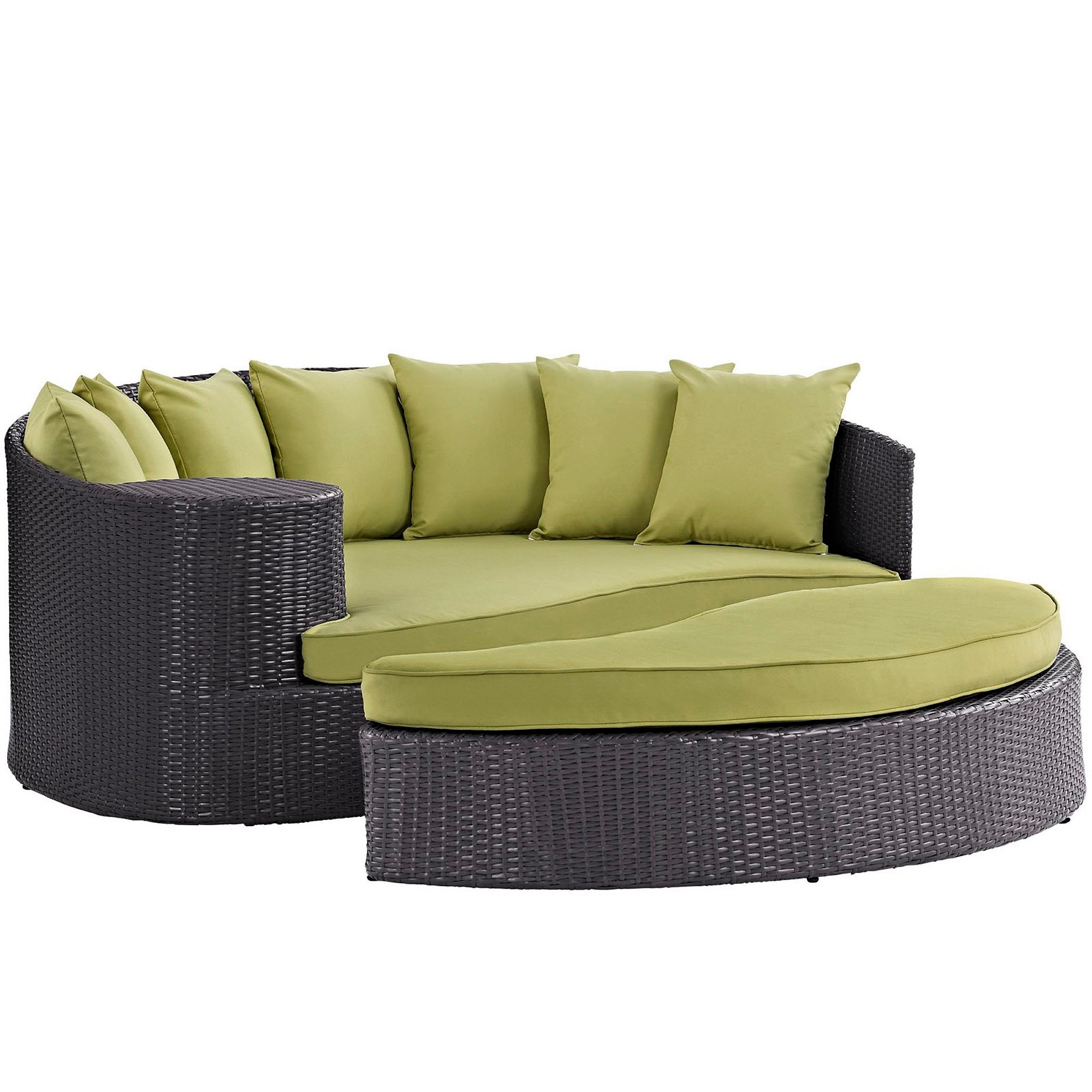 Taiji Outdoor Patio Wicker Daybed - Espresso Red