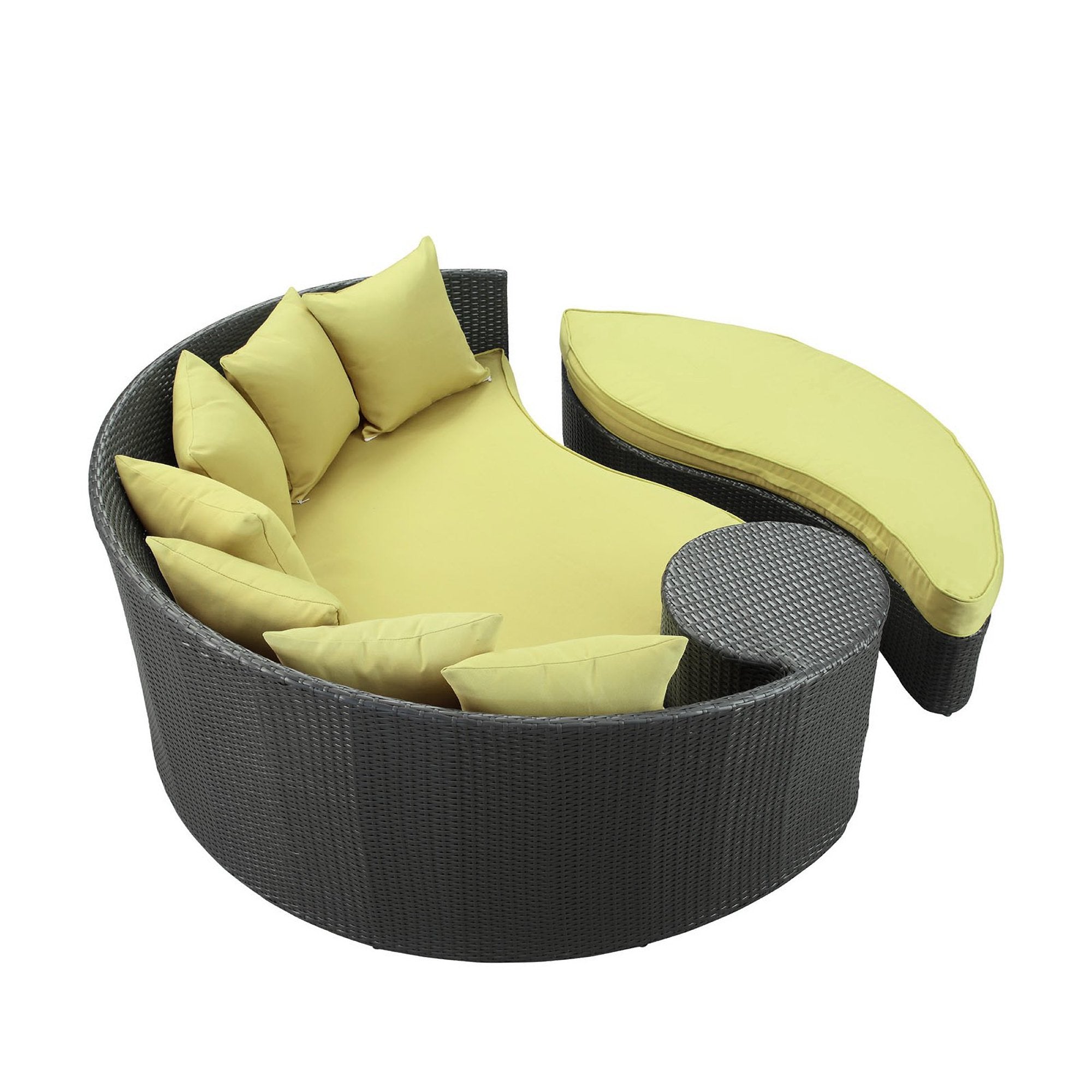 Taiji Outdoor Patio Wicker Daybed - Espresso Turquoise