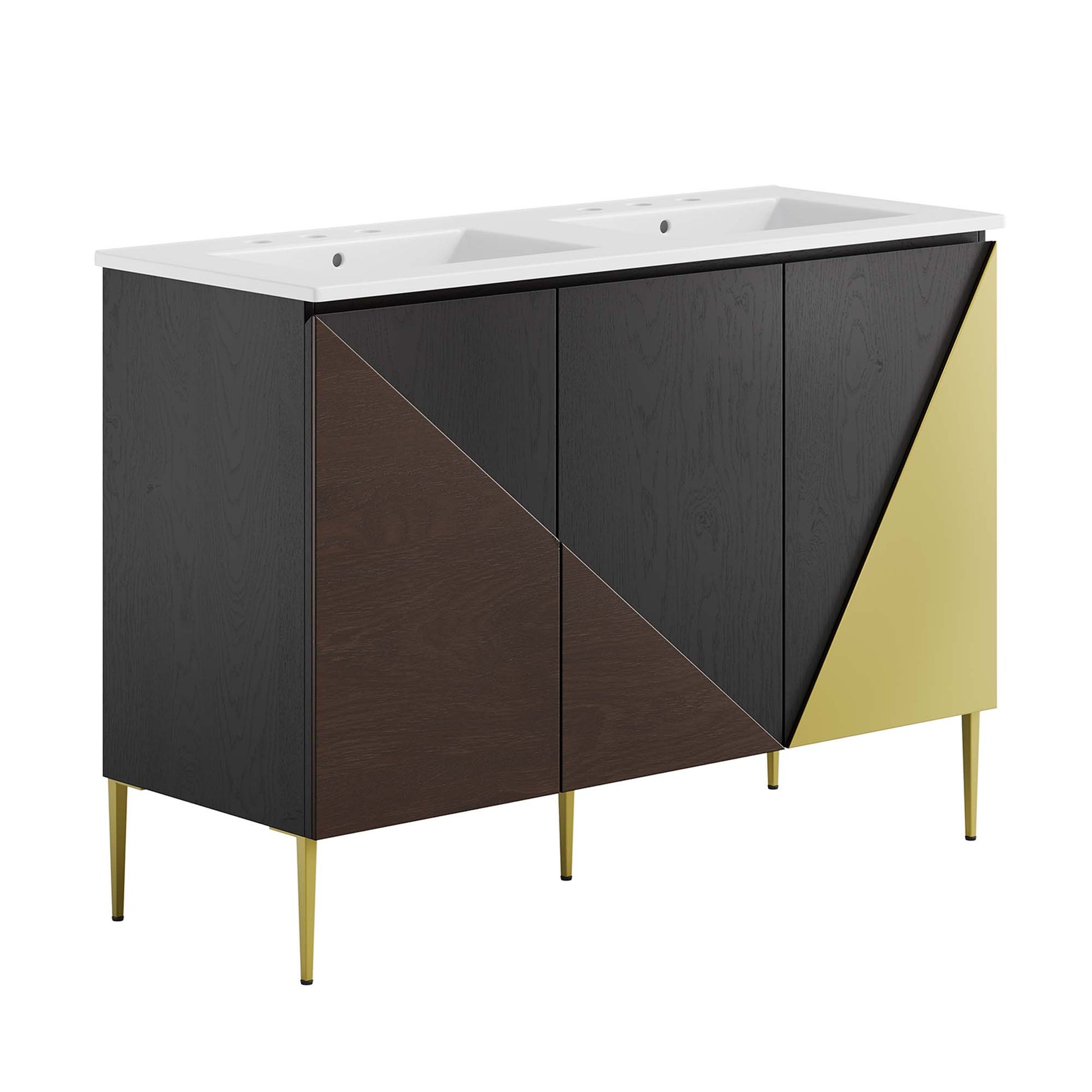 Alchemist 48" Double Sink Bathroom Vanity - White Black