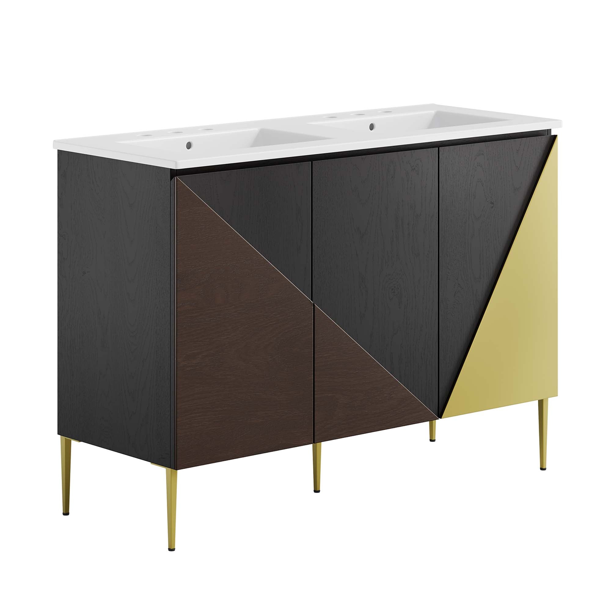 Alchemist 48" Double Sink Bathroom Vanity - White Black