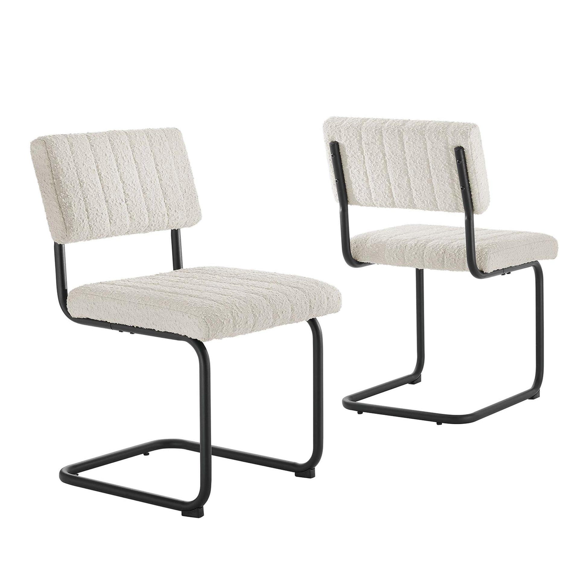 Parity Boucle Dining Side Chairs - Set of 2 - Black Ivory