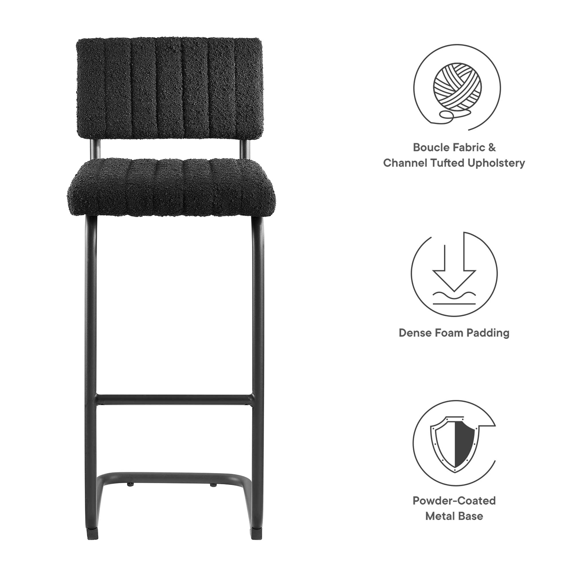 Parity Boucle Bar Stools - Set of 2 - Black Taupe