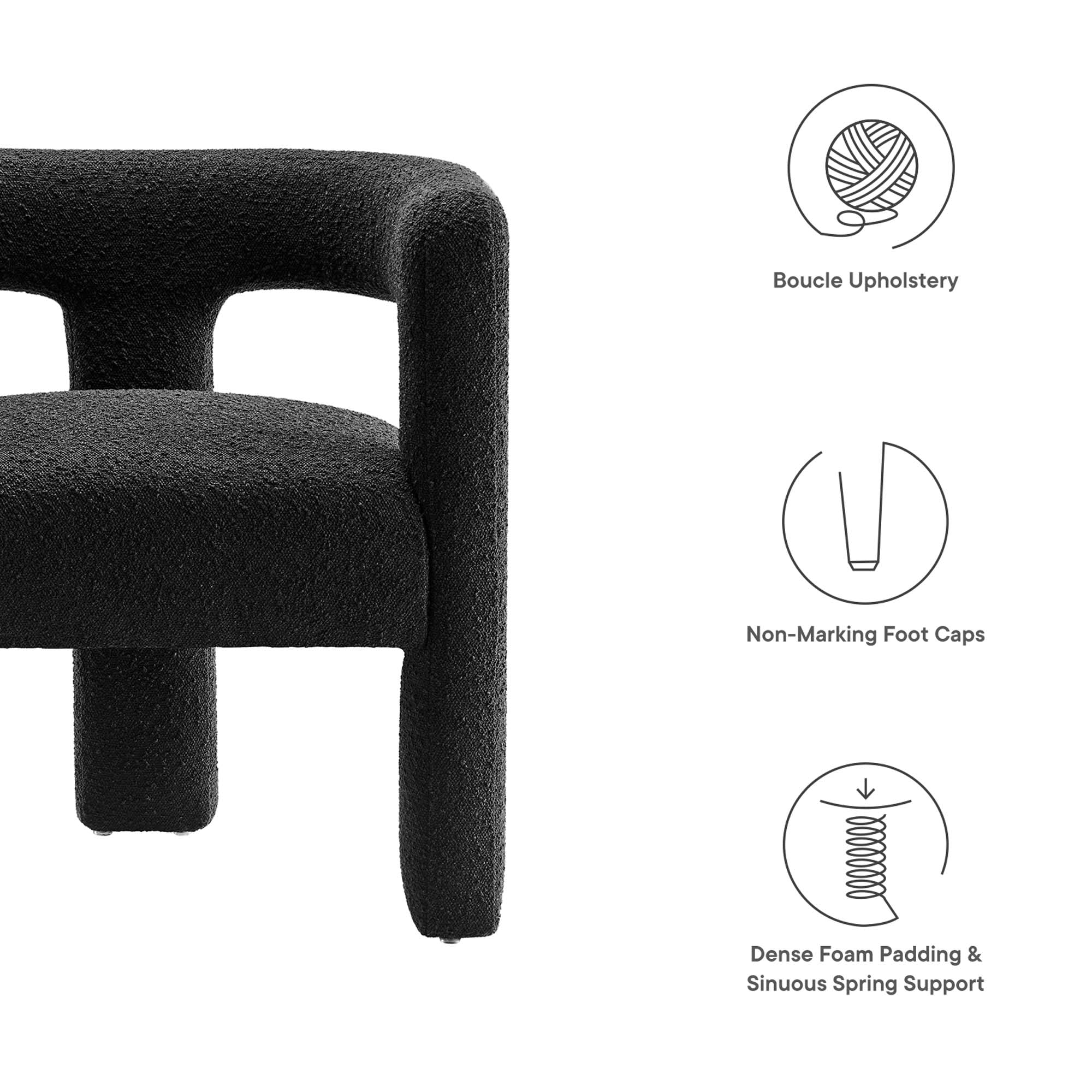 Kayla Boucle Upholstered Armchair - Light Gray
