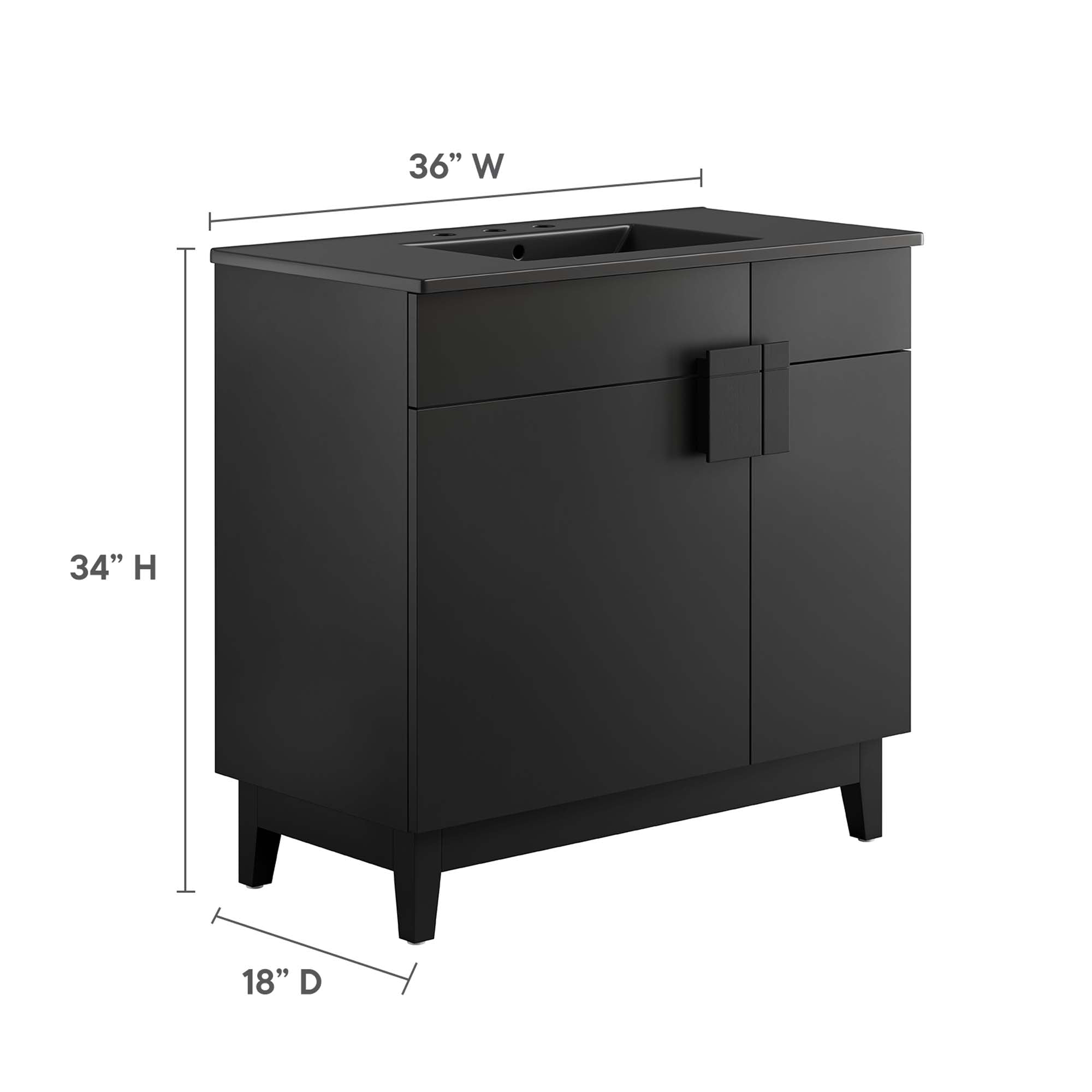 Miles 36" Bathroom Vanity - Black Oak