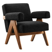Lyra Boucle Fabric Armchair - Black