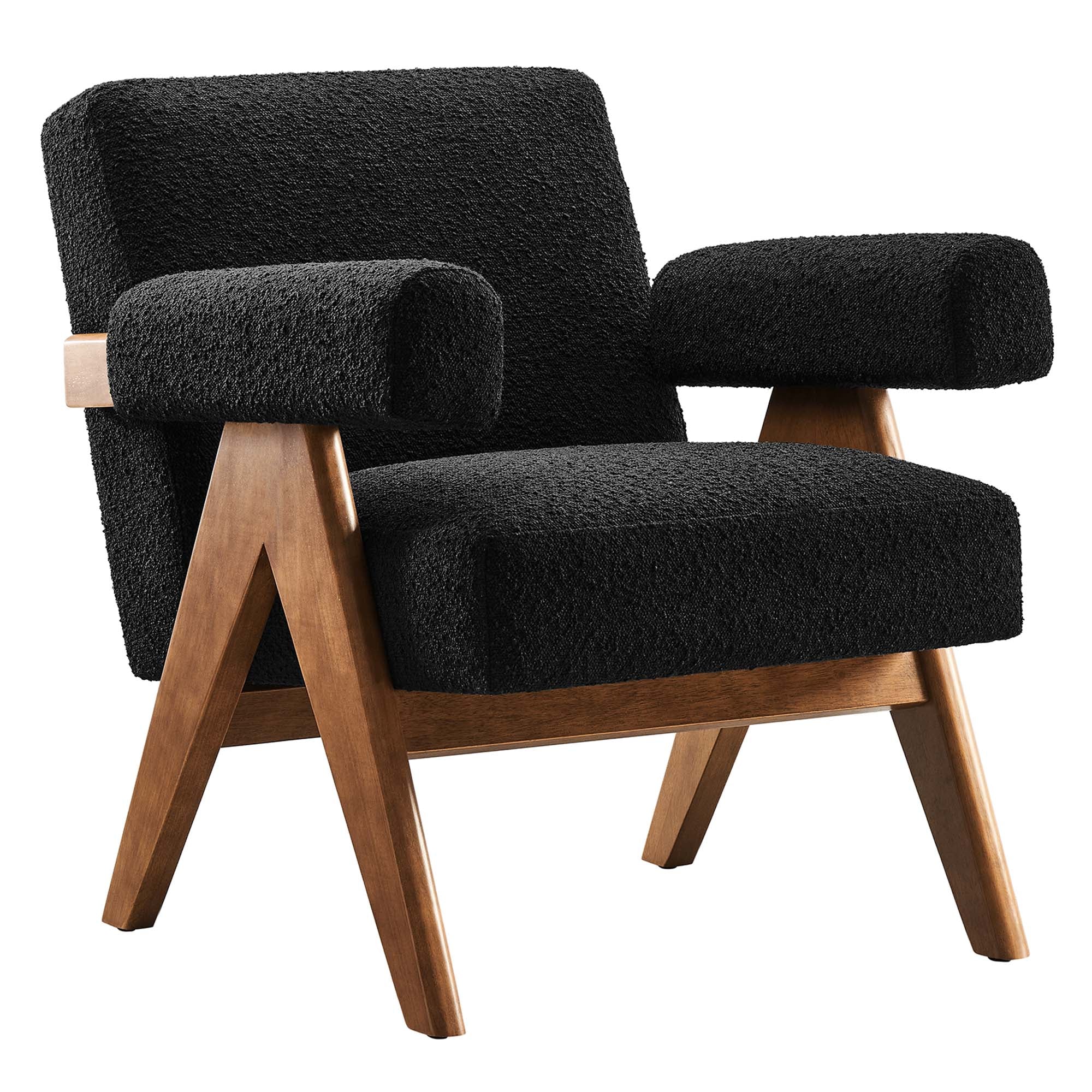 Lyra Boucle Fabric Armchair - Black