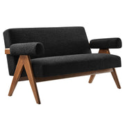 Lyra Boucle Fabric Loveseat - Black