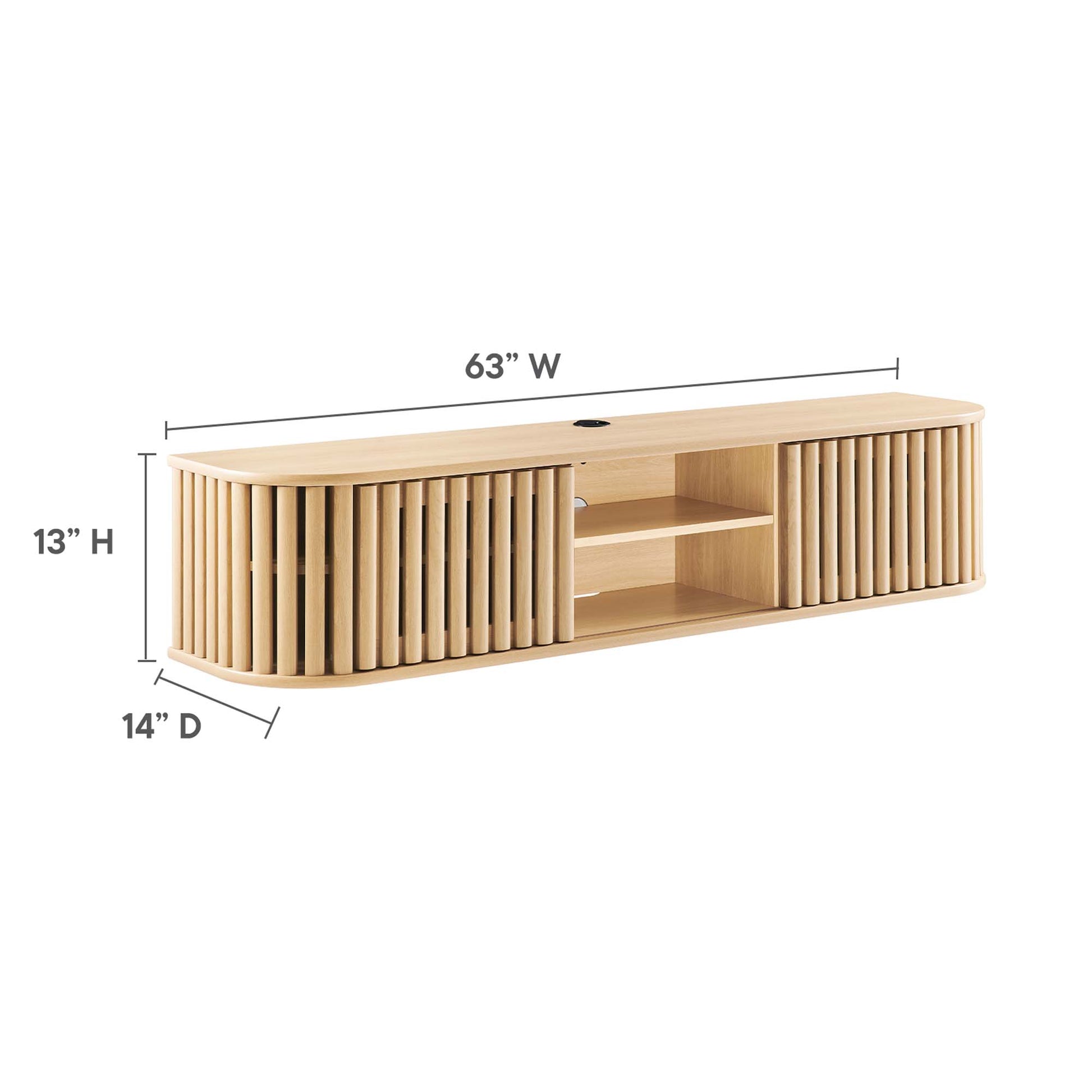 Fortitude 63" Wall-Mounted TV Stand - Walnut Black