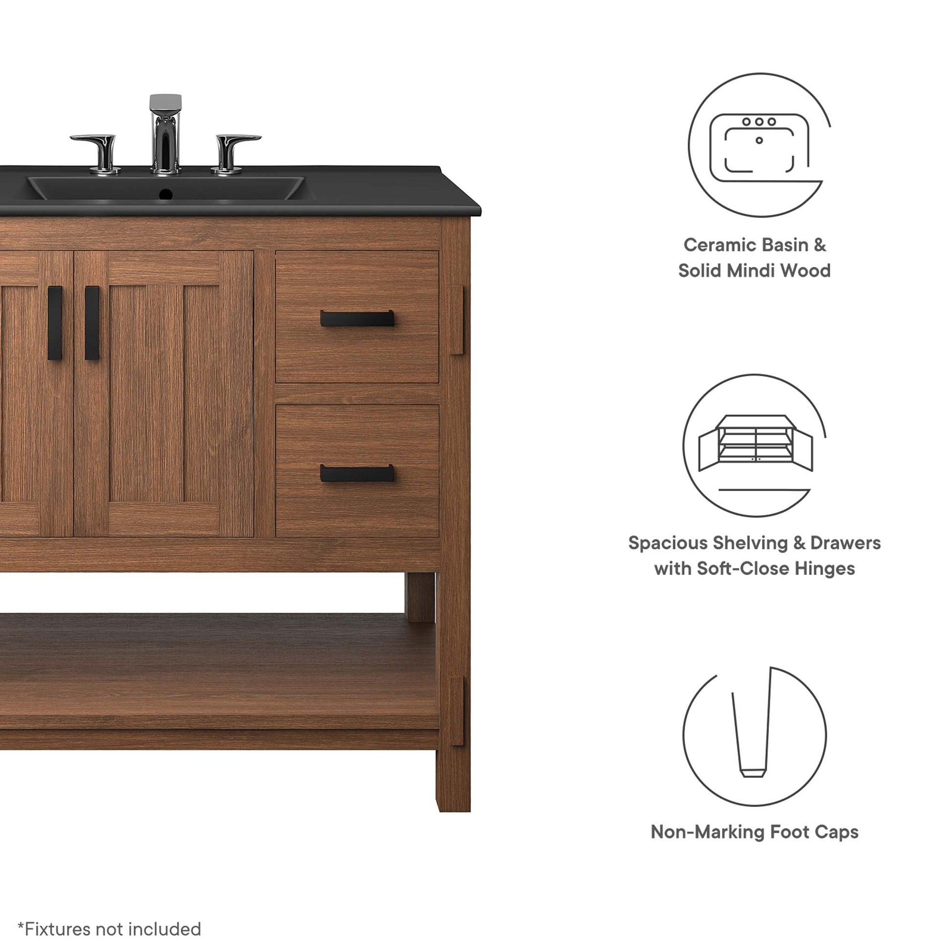 Ashlyn 36" Wood Bathroom Vanity - Walnut White