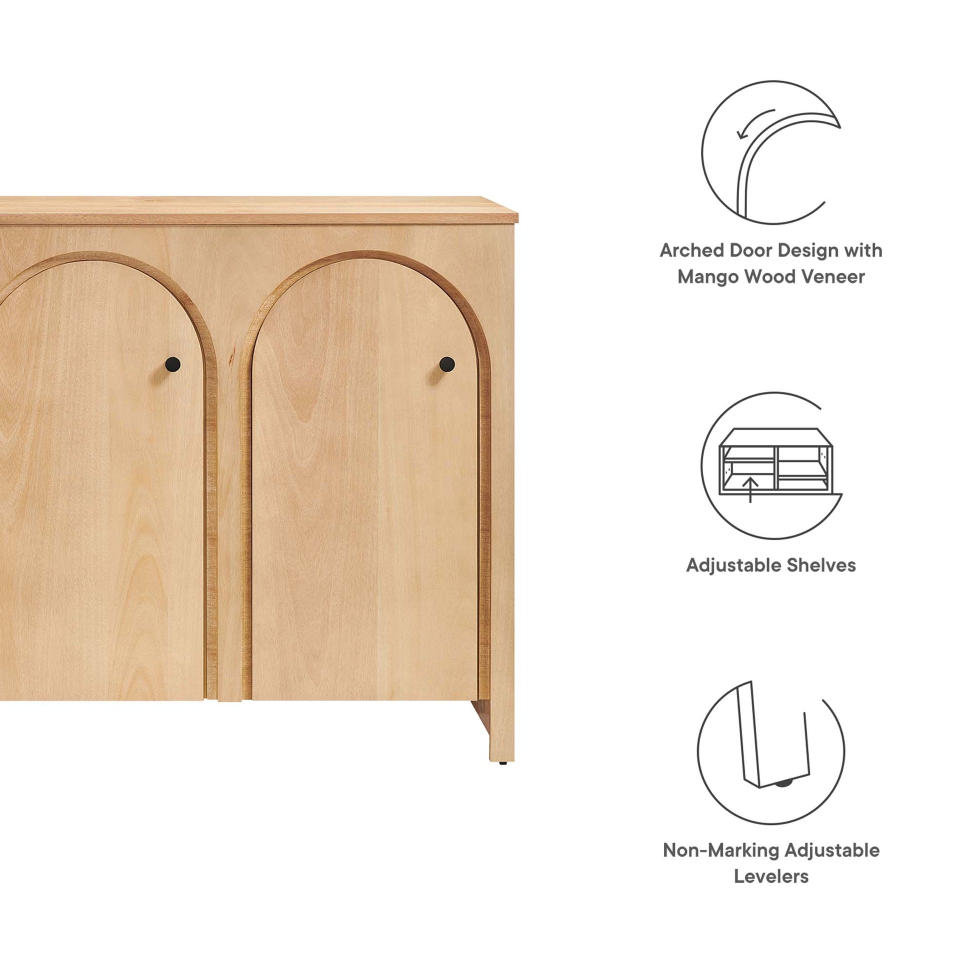 Appia 3-Door Arched Door Sideboard Storage Cabinet - Walnut