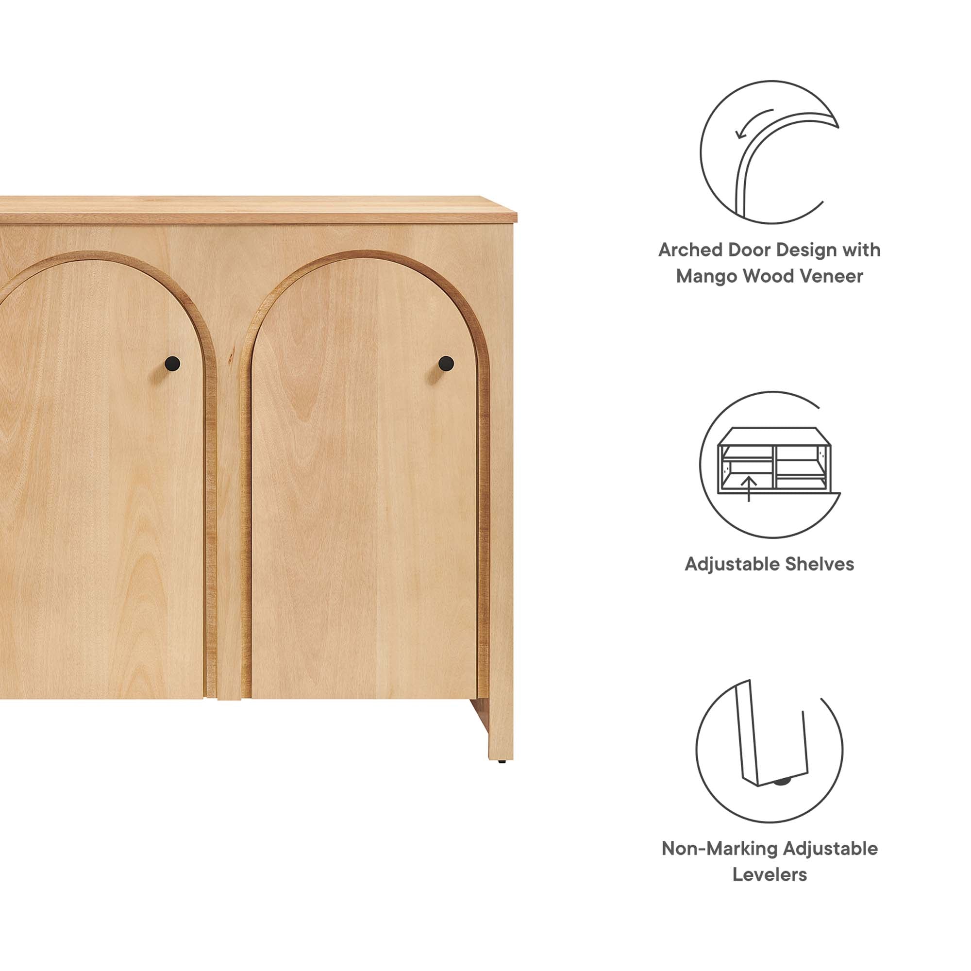 Appia 3-Door Arched Door Sideboard Storage Cabinet - Walnut