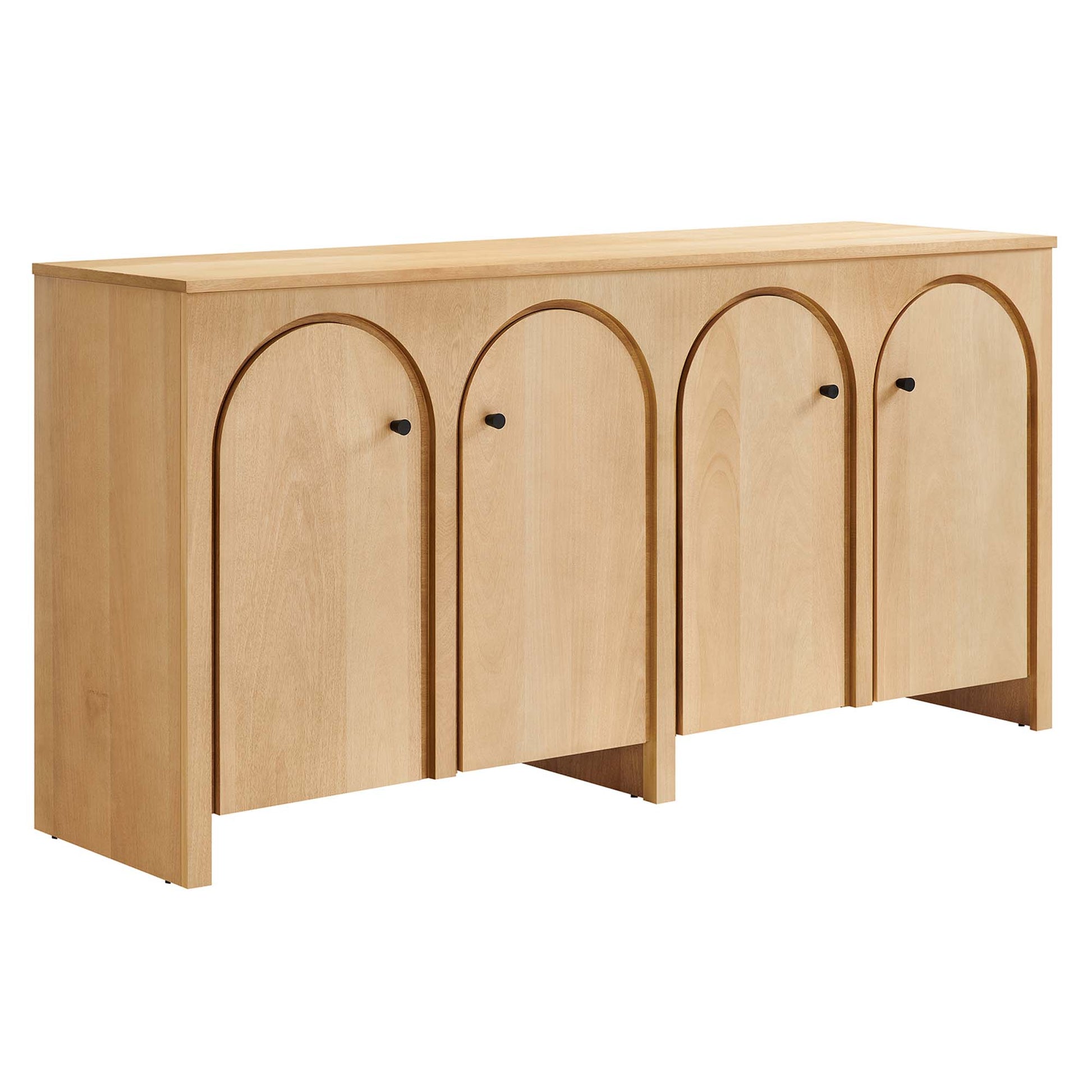 Appia Wood Grain 4-Door Sideboard Storage Cabinet - Oak
