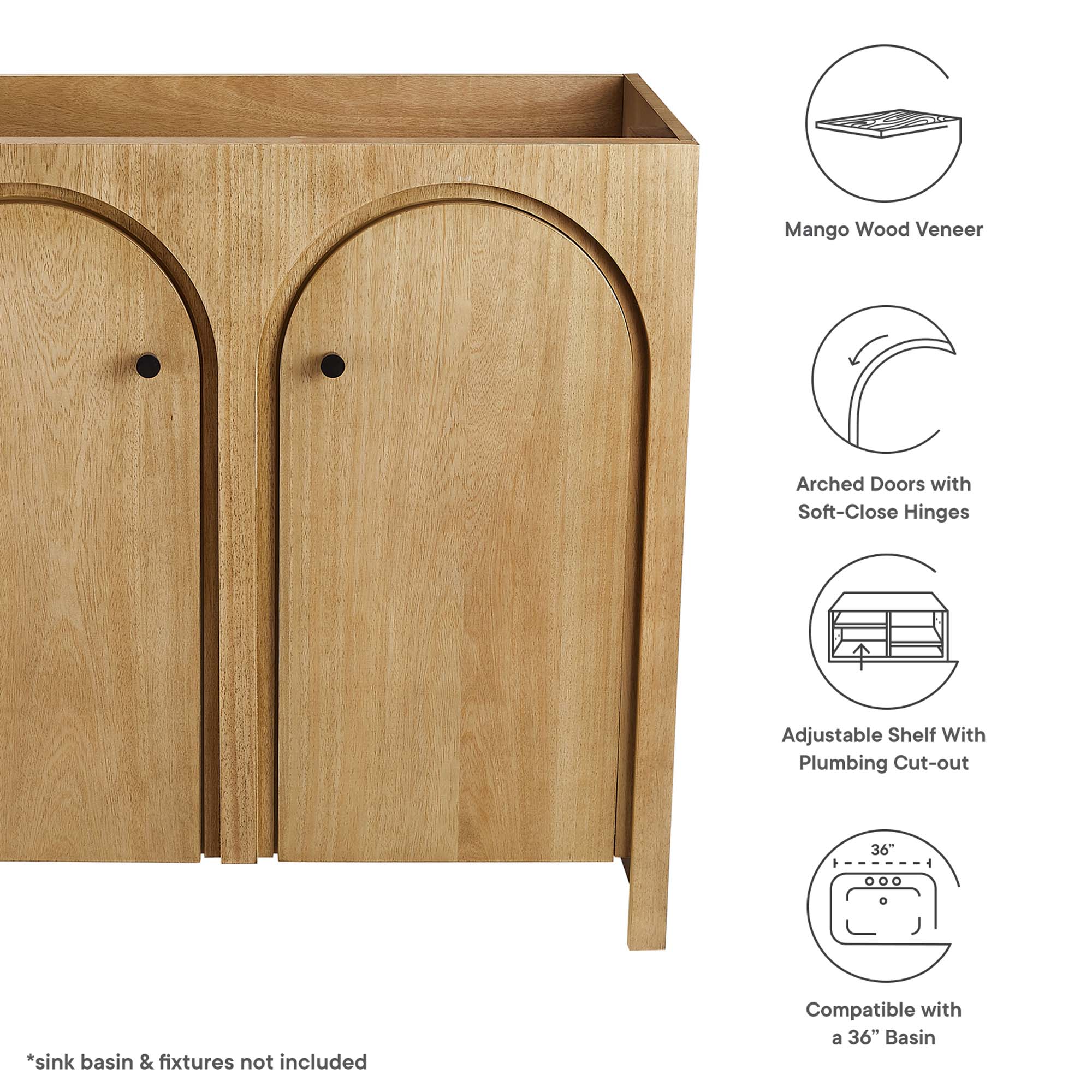 Appia 36" Bathroom Vanity Cabinet (Sink Basin Not Included) - Walnut