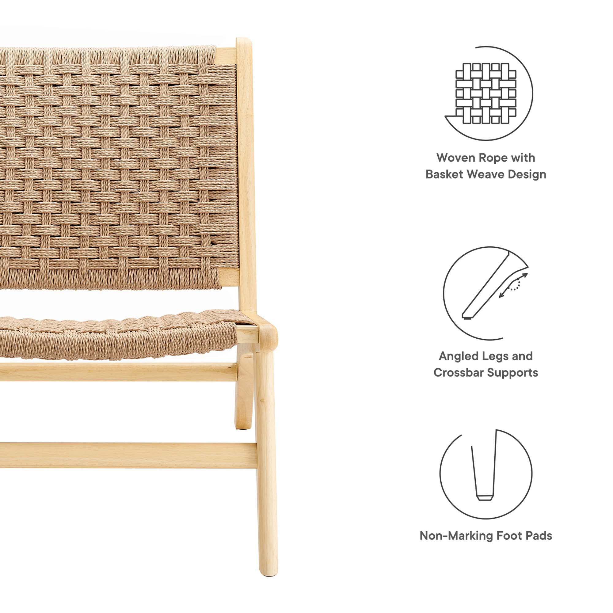 Saoirse Woven Rope Wood Accent Lounge Chair - Walnut Natural