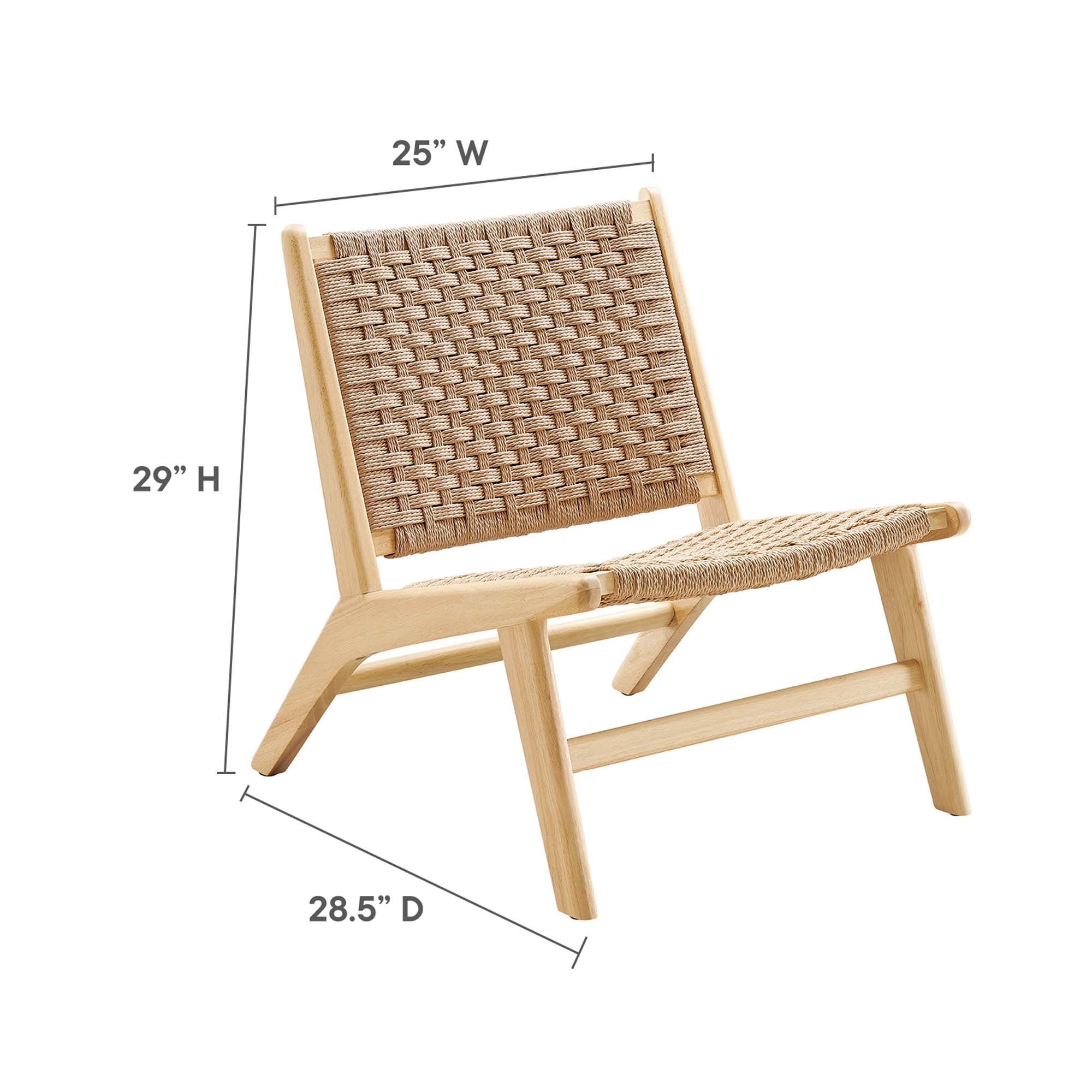 Saoirse Woven Rope Wood Accent Lounge Chair - Walnut Black