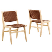Saoirse Faux Leather Wood Dining Side Chair - Set of 2 - Natural Brown