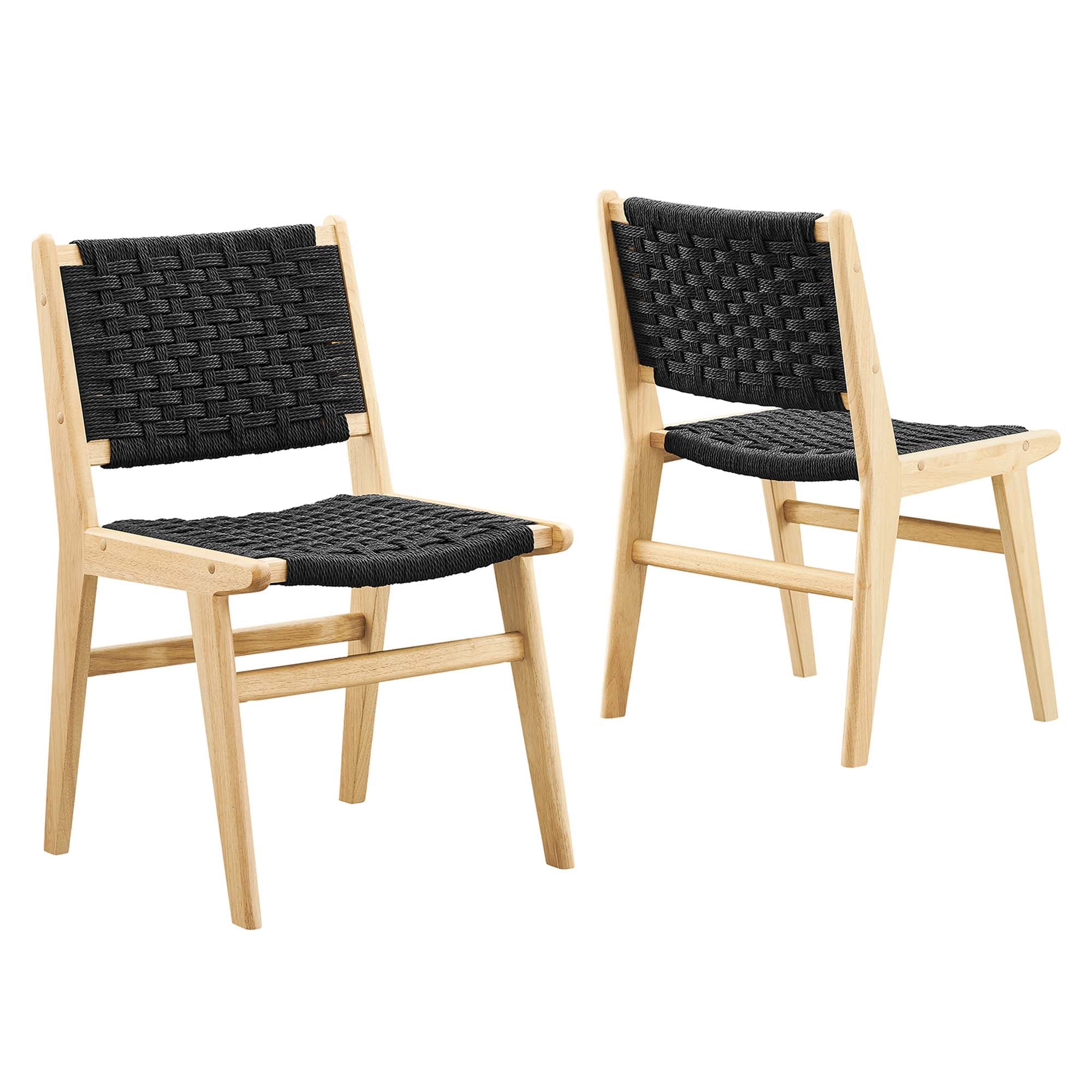 Saoirse Woven Rope Wood Dining Side Chair - Set of 2 - Natural Black