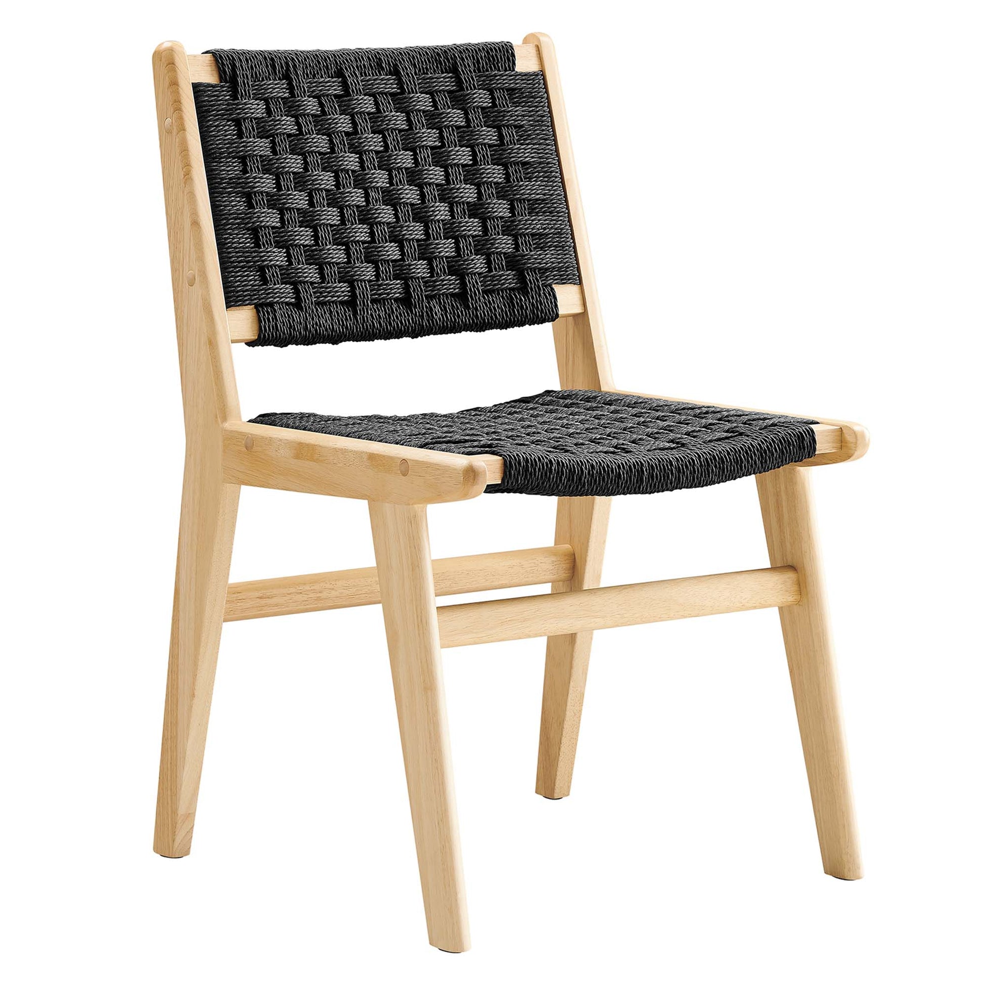 Saoirse Woven Rope Wood Dining Side Chair - Set of 2 - Walnut Natural