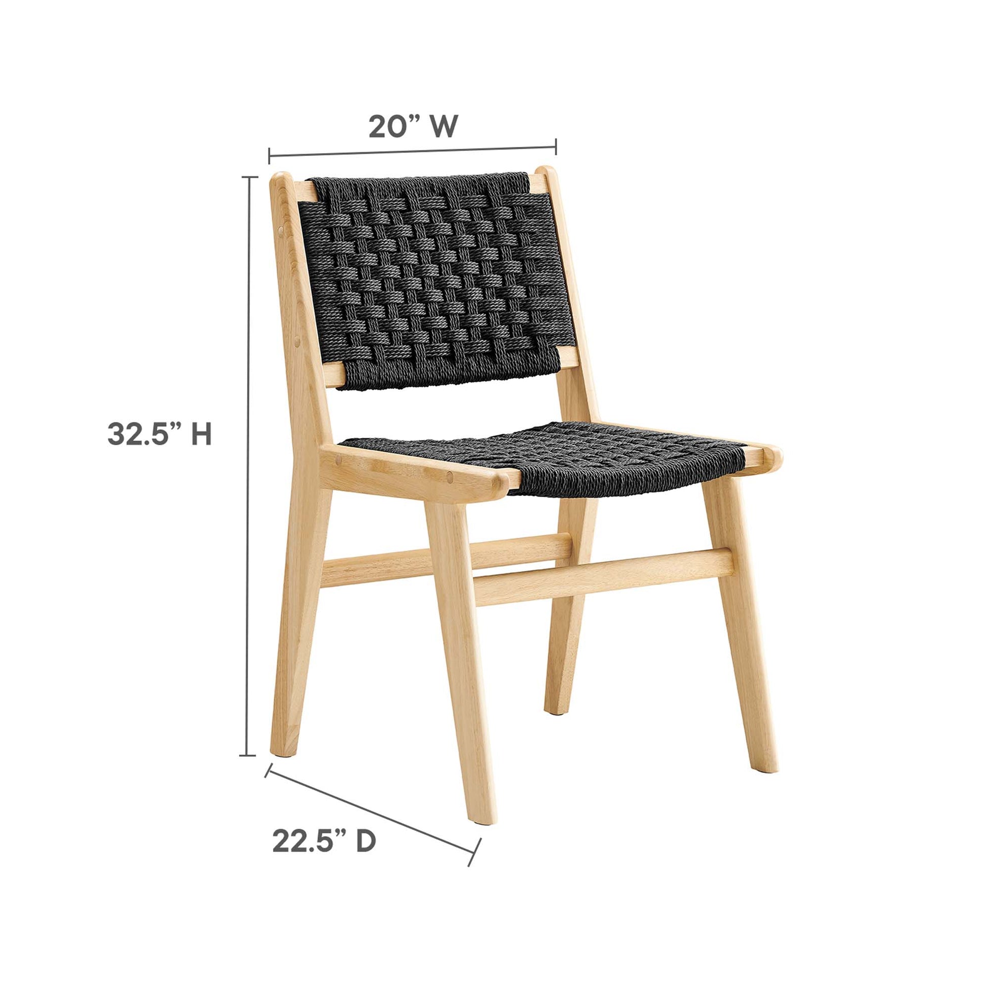 Saoirse Woven Rope Wood Dining Side Chair - Set of 2 - Walnutt Black