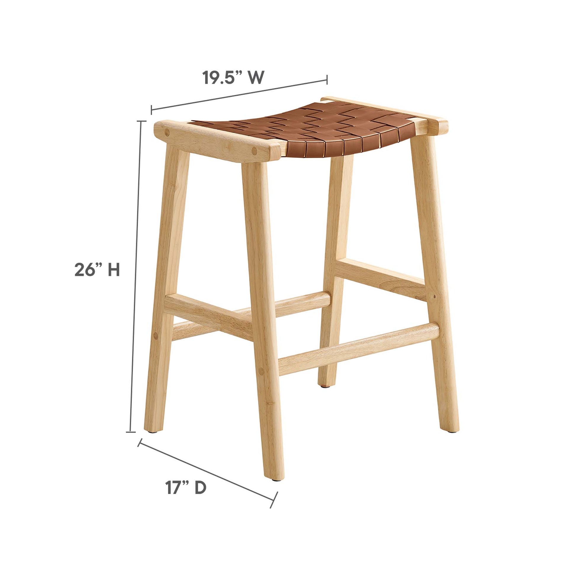 Saoirse Faux Leather Wood Counter Stool - Set of 2 - Walnut Brown