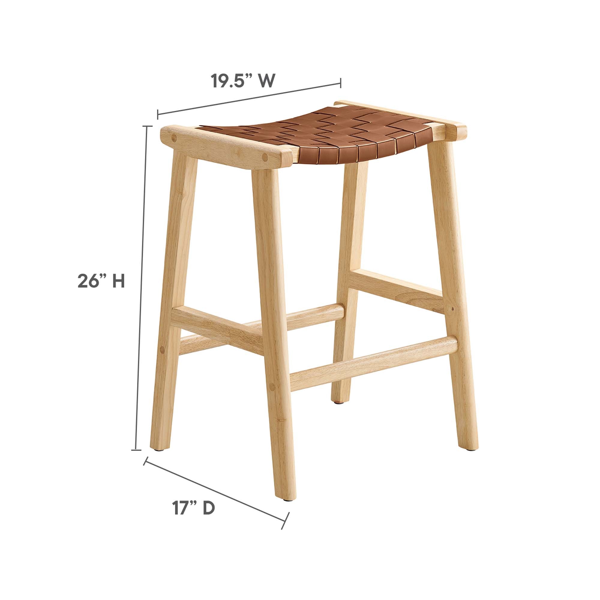 Saoirse Faux Leather Wood Counter Stool - Set of 2 - Walnut Brown